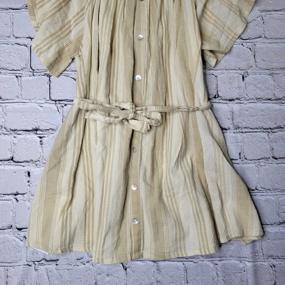 Faithfull The Brand 100% Cotton Sunshine Yellow White Stripe Off Shoulder Size 2 - Picture 3 of 11